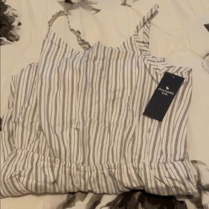 Abercrombie Kids white striped jumpsuit with tag!